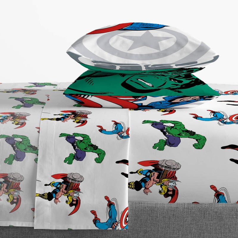 Jay Franco Marvel Avengers Comic Cool 7 Piece Full Bed Set - Includes Comforter & Sheet Set - Bedding Features Captain America, Spiderman, Iron Man, Hulk, & Thor - Super Soft - Image 4